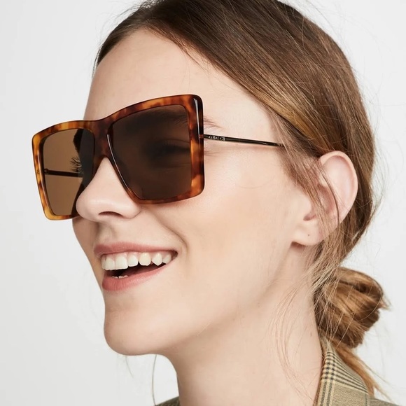 GUCCI LIGHT HAVANA/BROWN/GOLD OVERSIZED SUNGLASSES GG0434S - Picture 1 of 6
